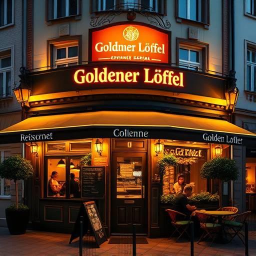Außenansicht des Restaurants Goldener Löffel in Köln, mit einladendem Eingangsbereich und Außenterrasse