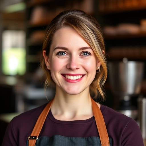 Ein Porträt von Anna Schneider, unserer Restaurantleiterin, mit professionellem Auftreten und Lächeln